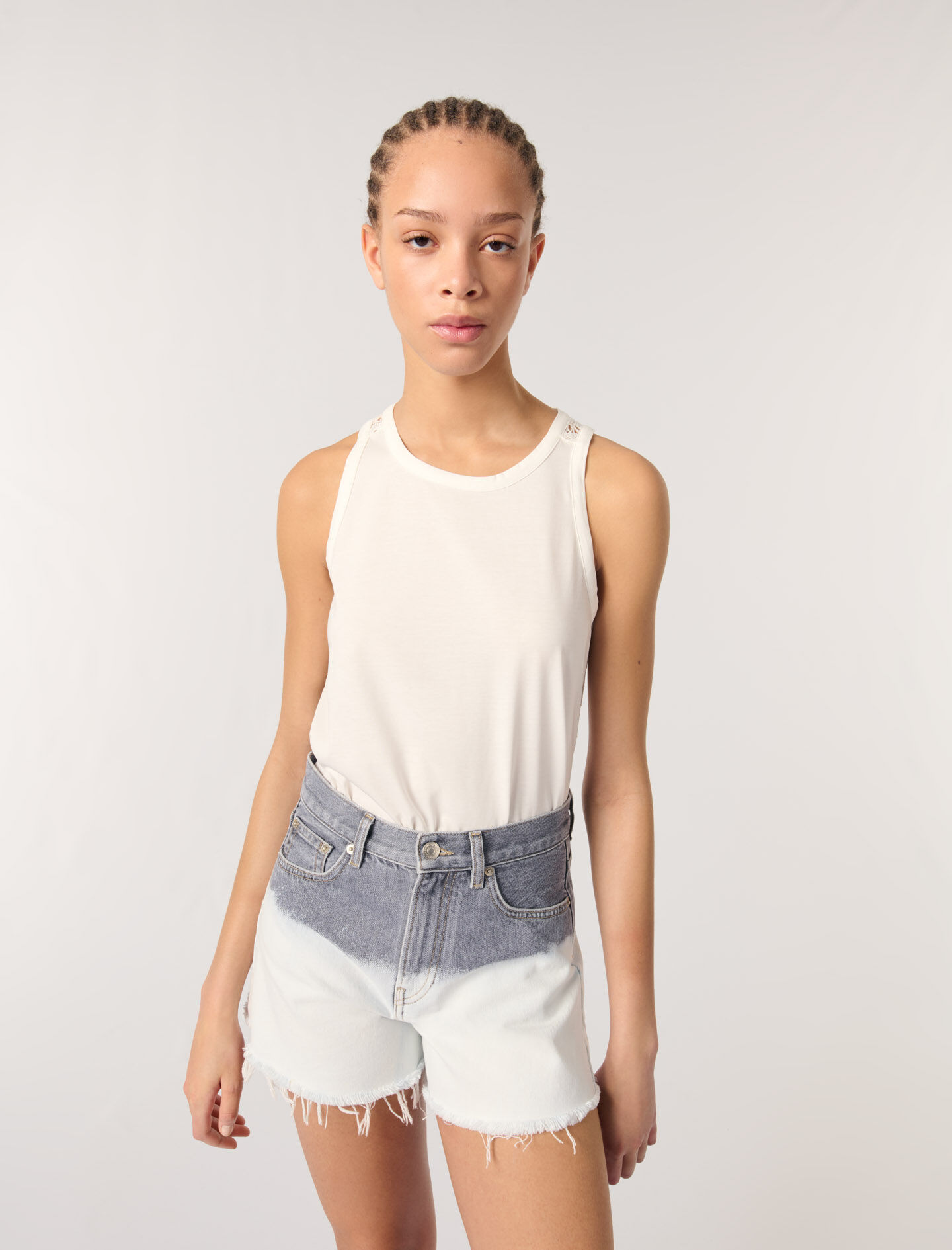Tie-dye denim shorts Black / Gray For Women | Maje