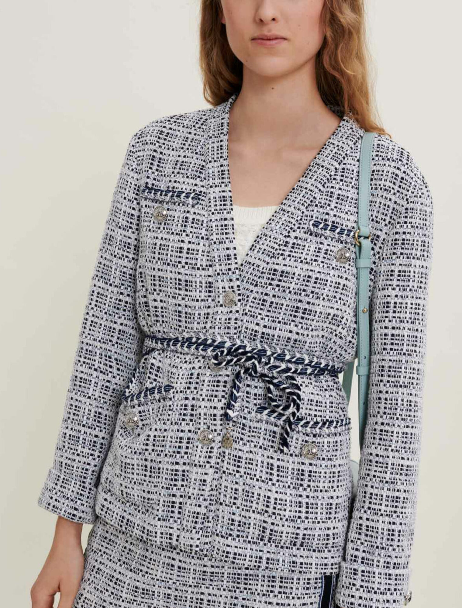 Belted tweed jacket