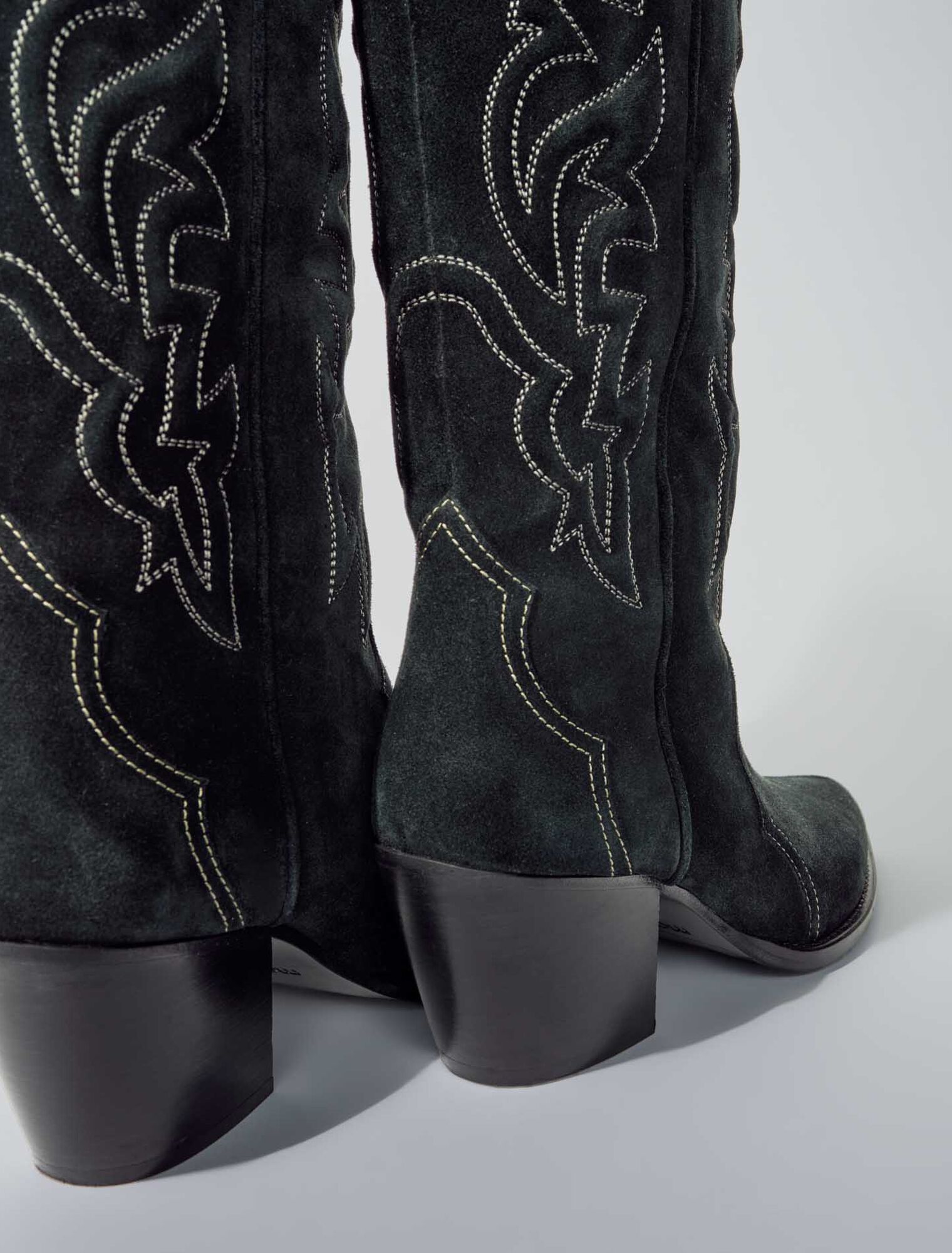 Suede cowboy boots