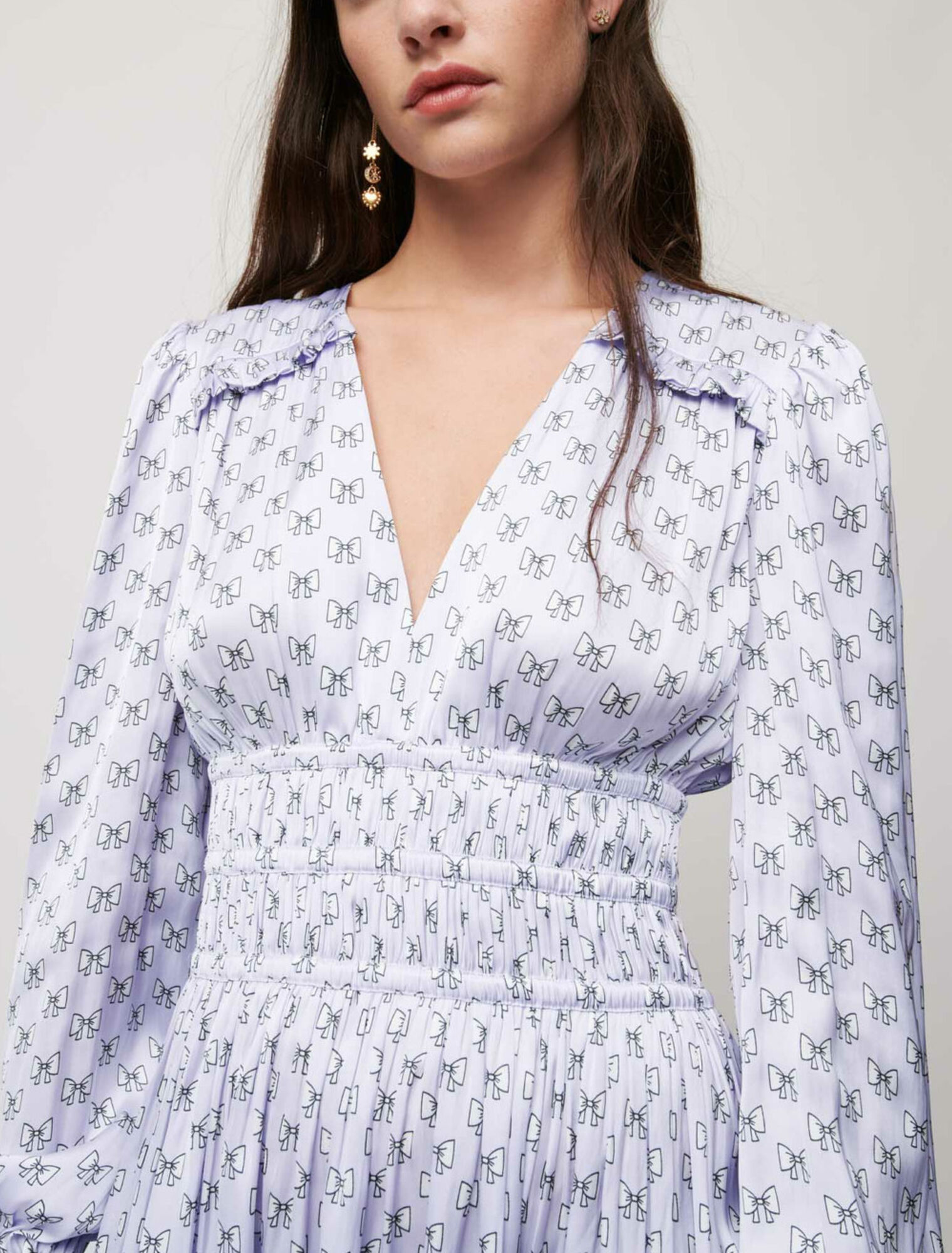Satin dress with ruffles