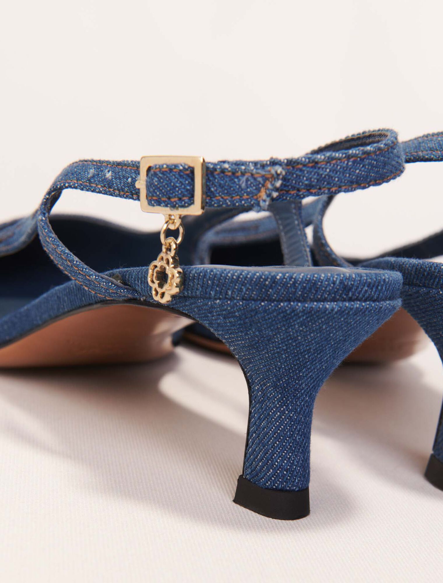 Slingback pump in rhinestone denim