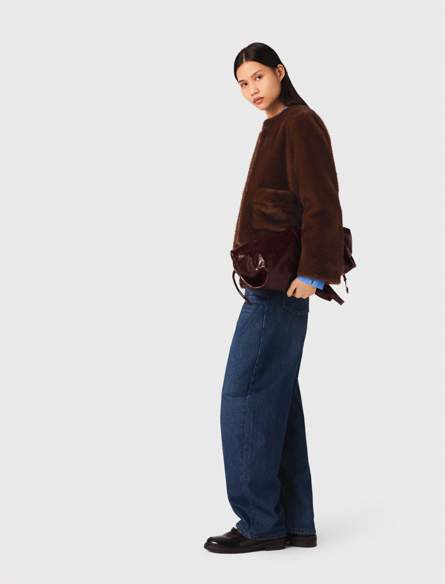 Short faux fur coat Brown For Women | Maje