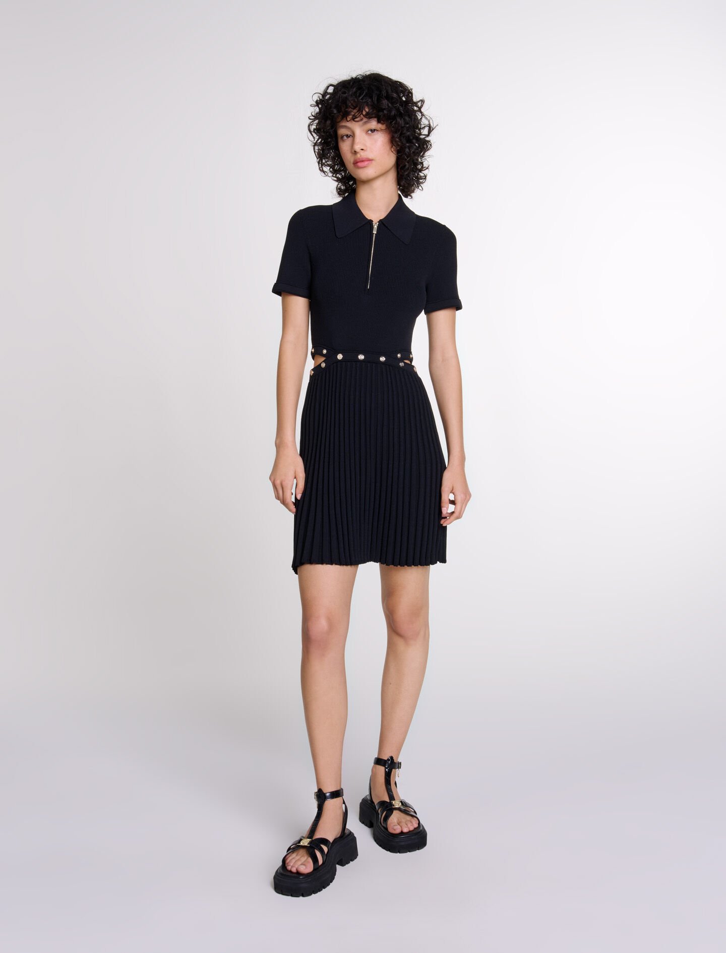 Short knit dress Black Gray For Women Maje