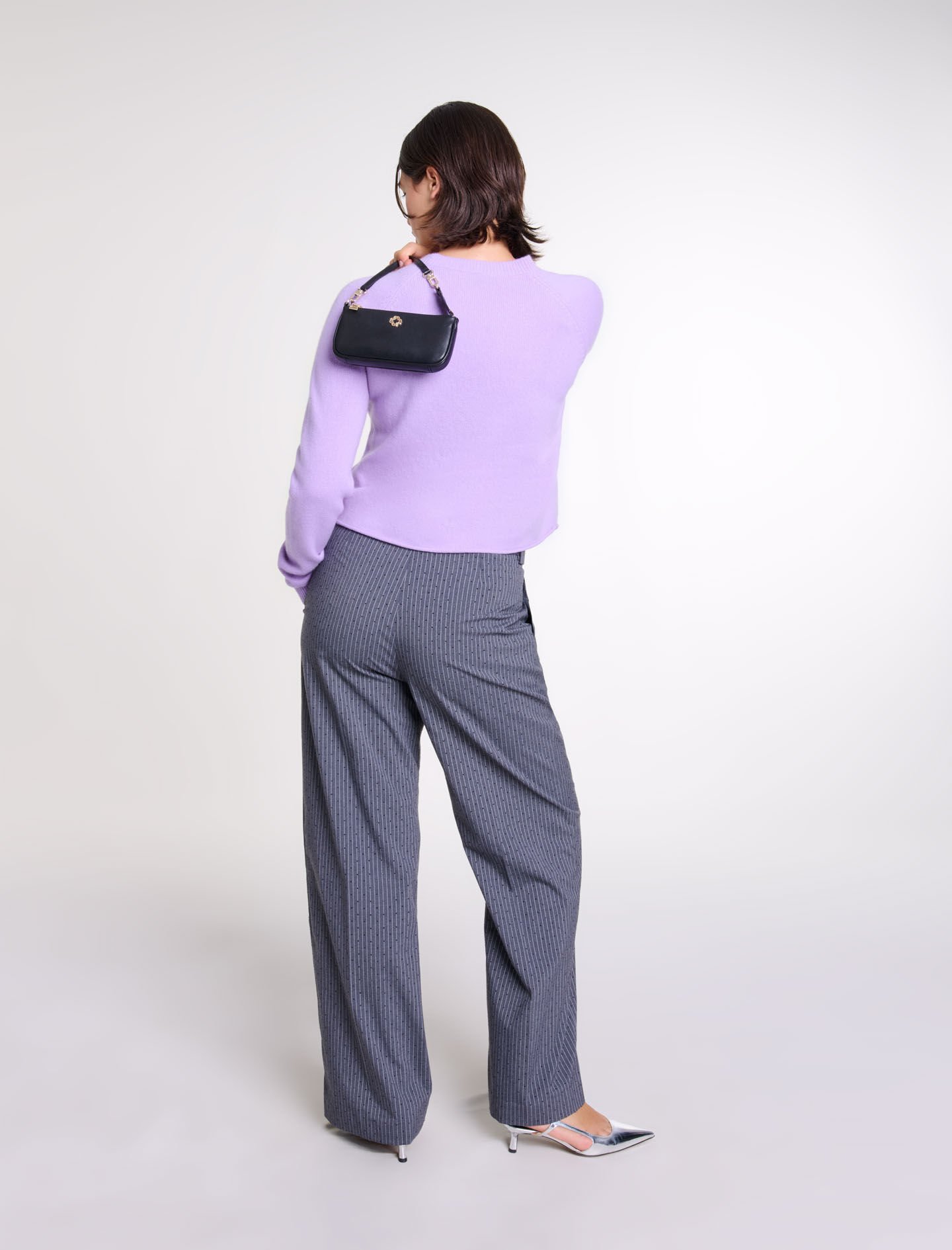 Rhinestone suit trousers Black / Gray For Women | Maje Rhinestone suit trousers Black / Gray For Women | Maje