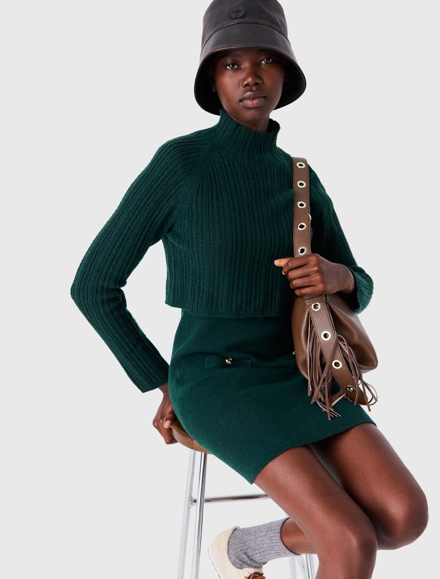 Knit dress with removable sweater