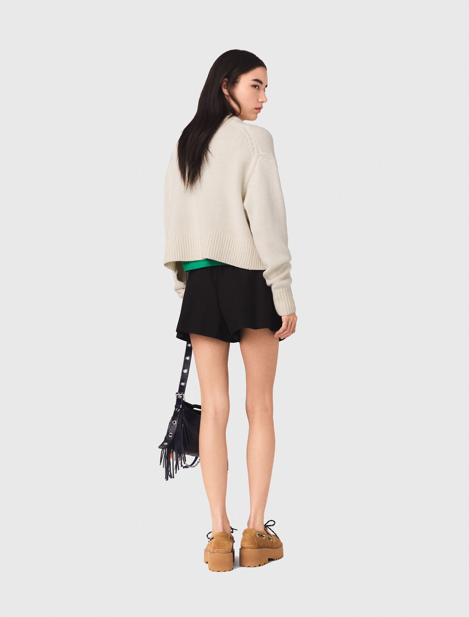 Layered-effect suit shorts