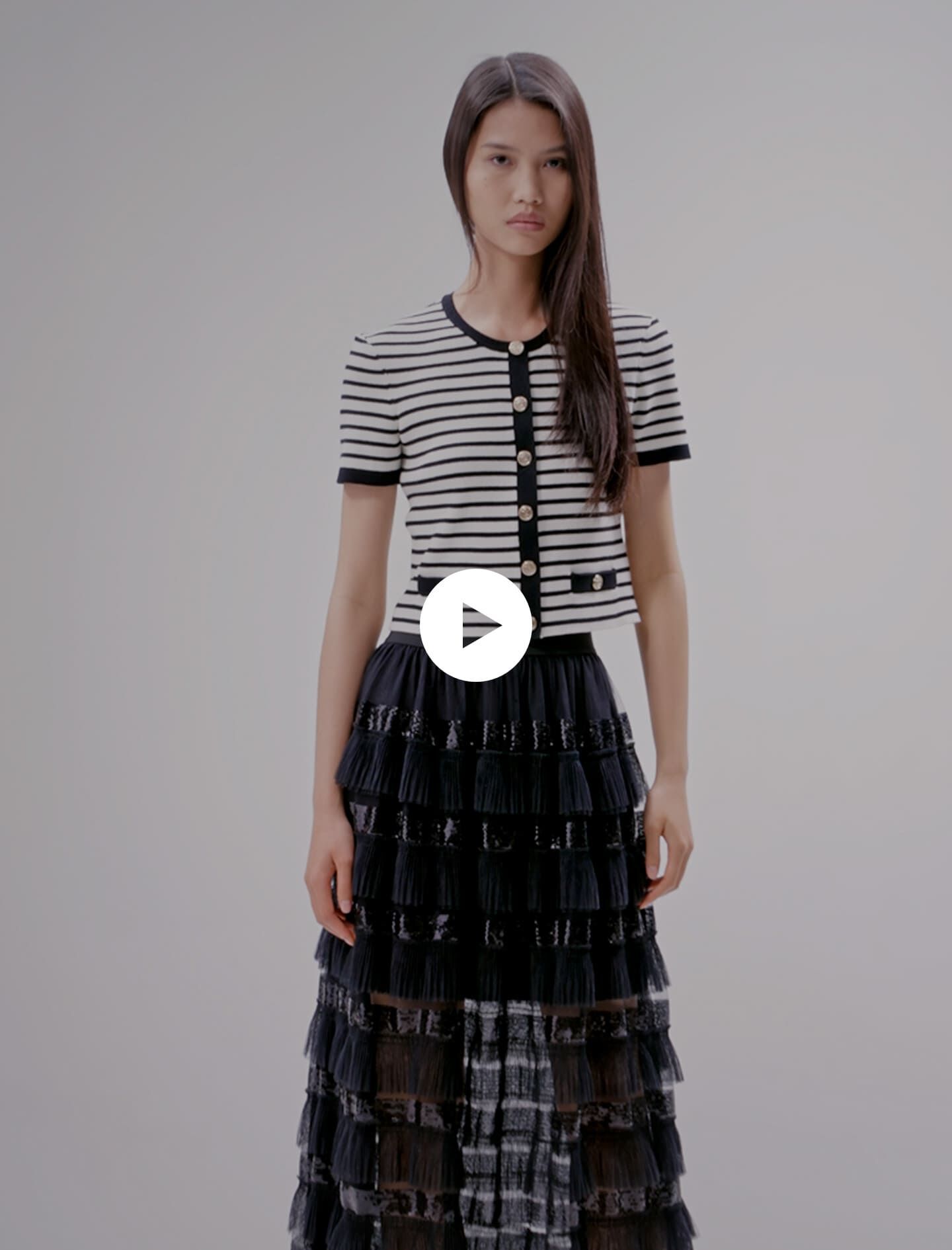 Ruffled maxi skirt Black Gray For Women Maje