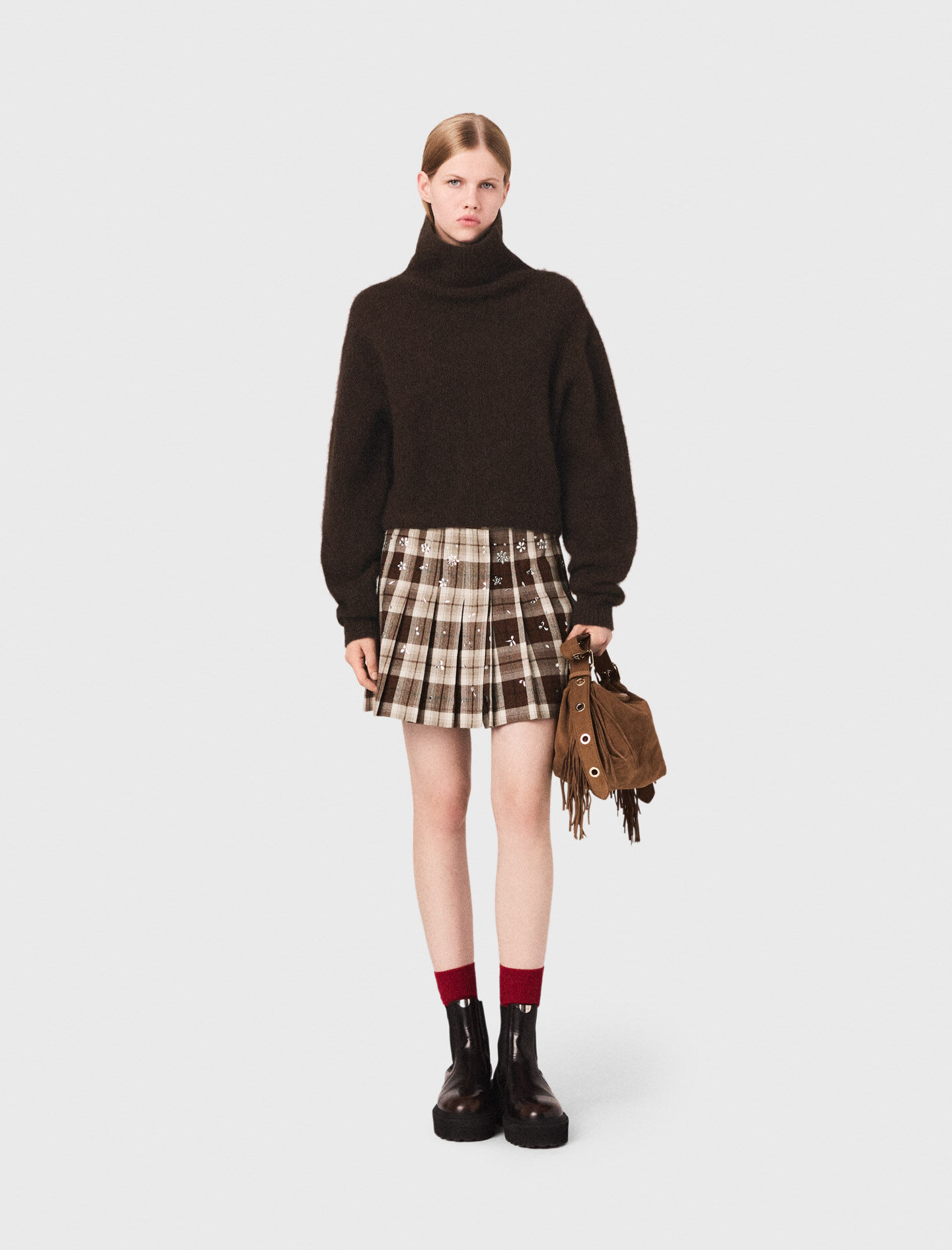 Yak blend roll-neck sweater Brown For Women | Maje