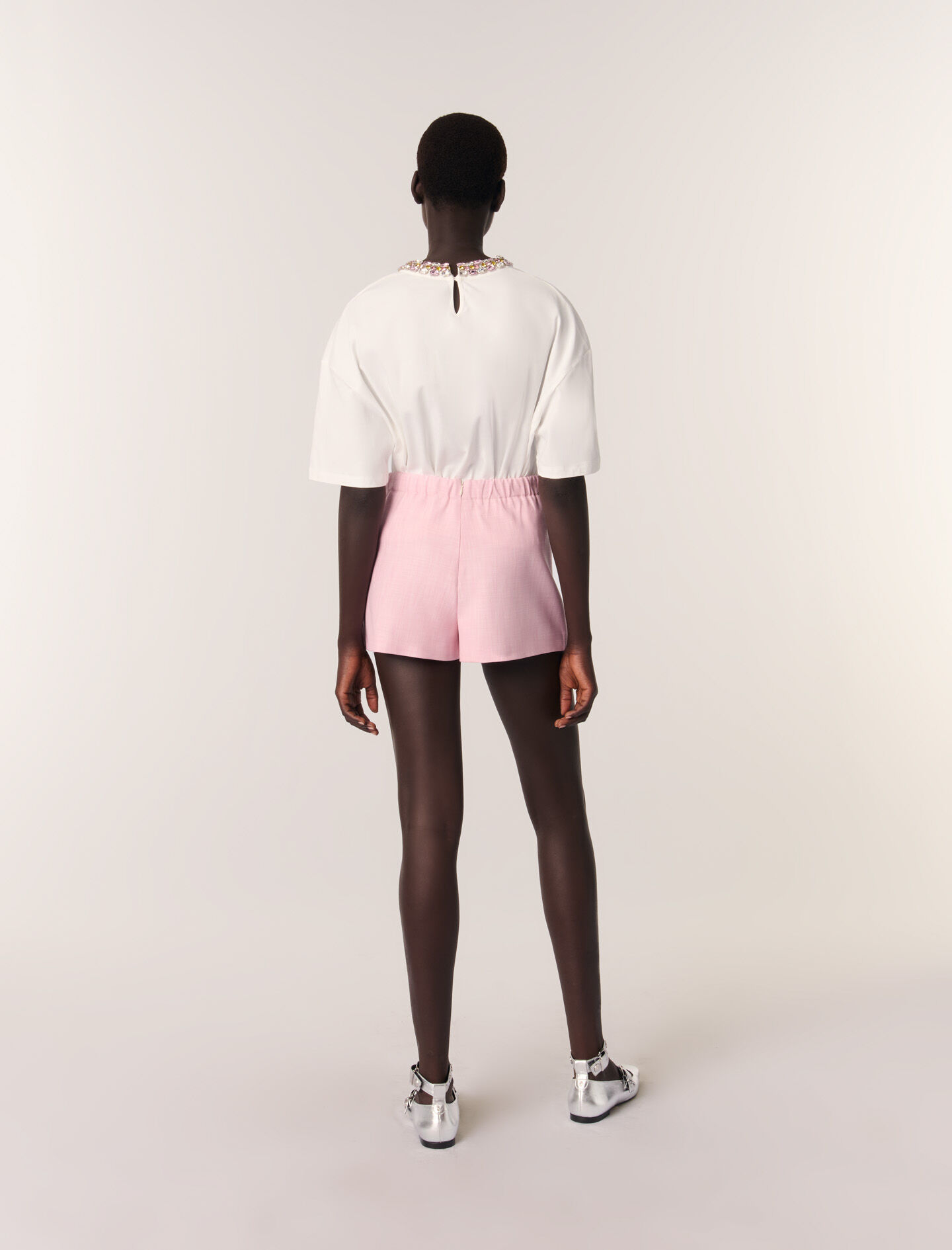 Jewellery neck T-shirt White For Women | Maje