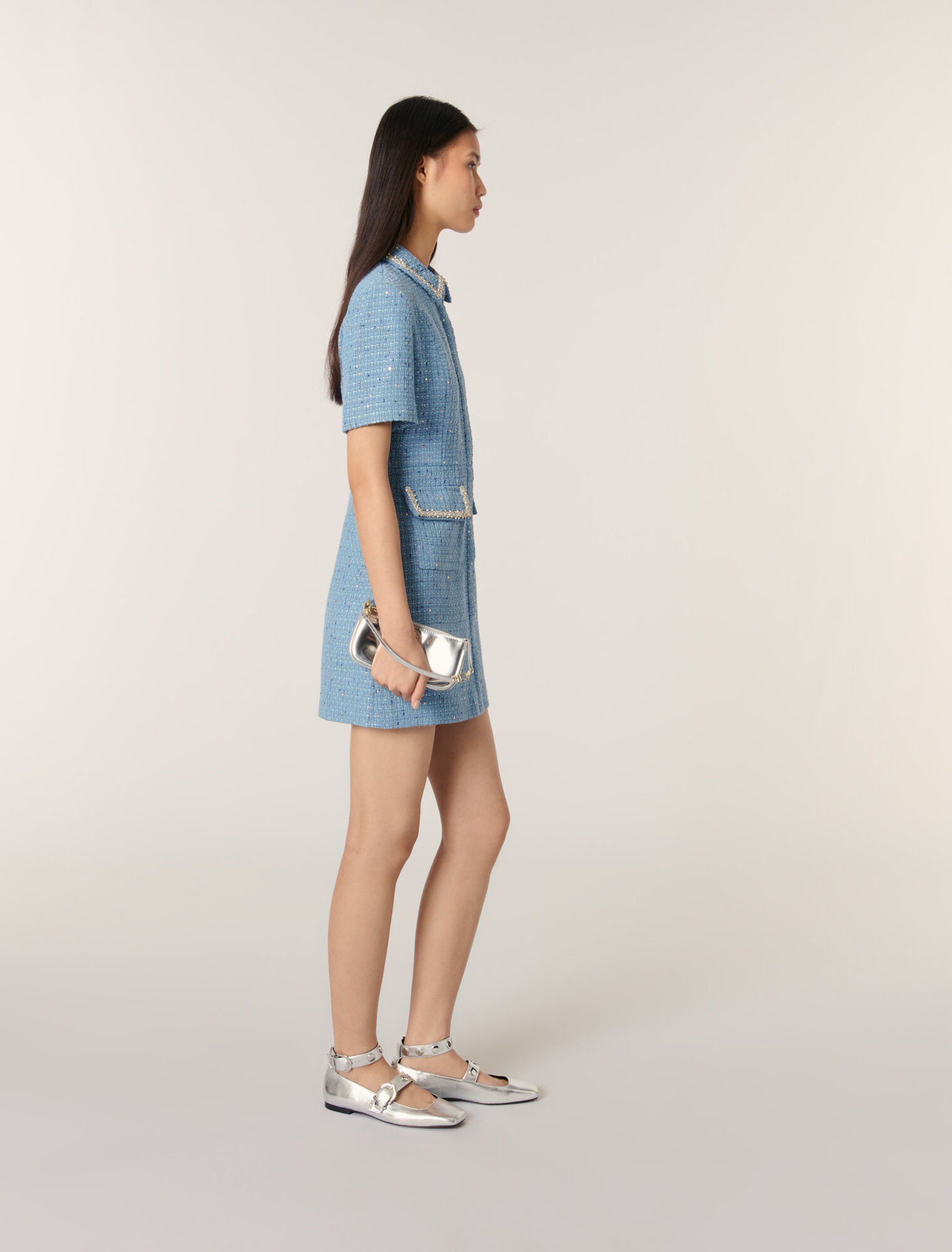 Sequin tweed mini dress