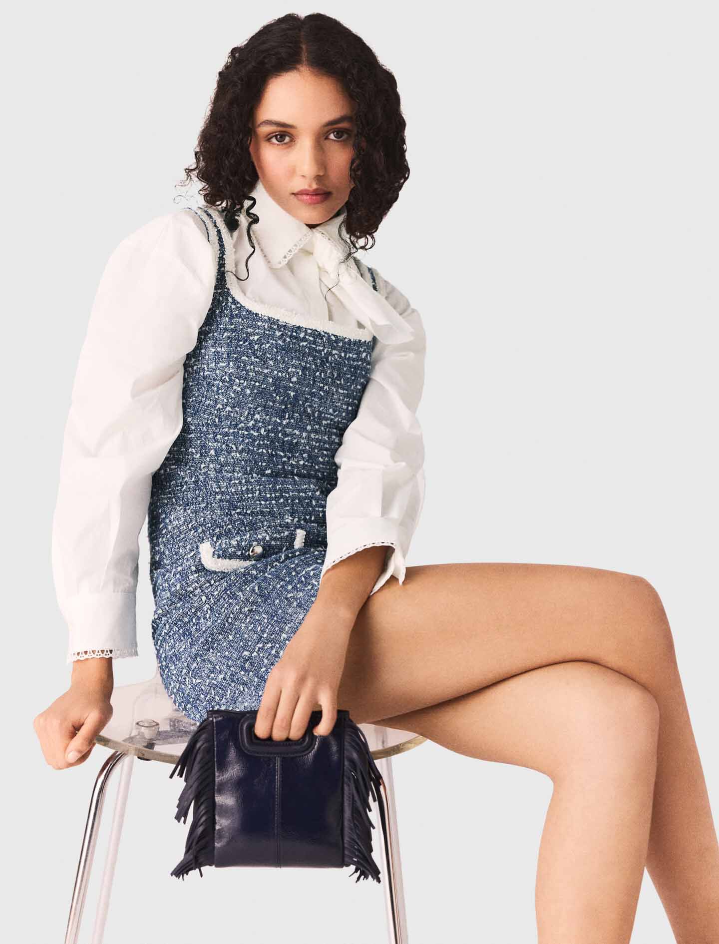 Short tweed dress Blue For Women | Maje