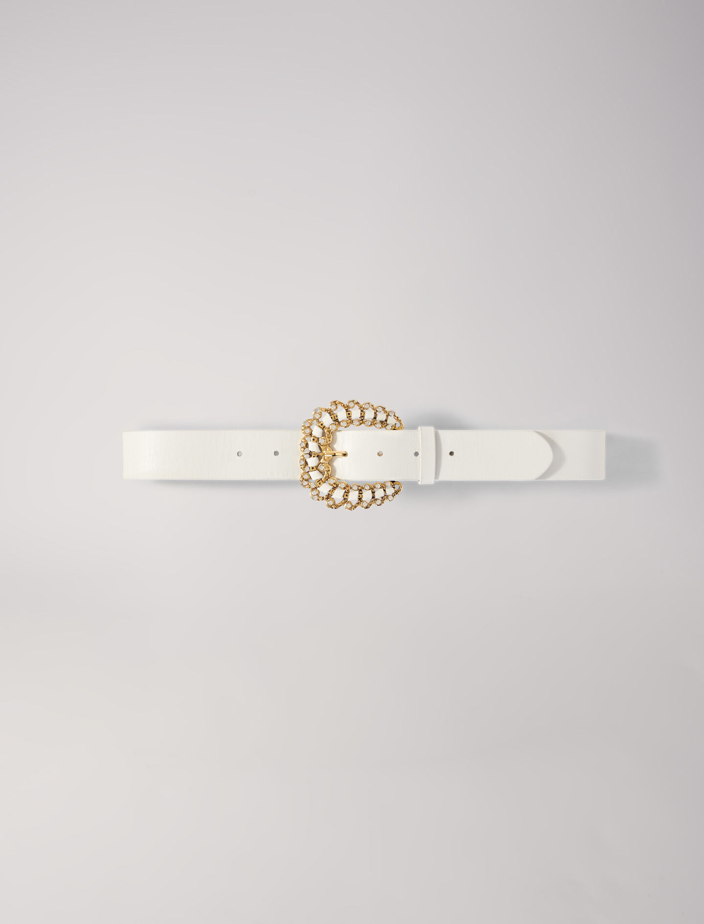 お歳暮 人気 Belt with diamanté buckle White For Women | Maje ウィッグ・エクステ