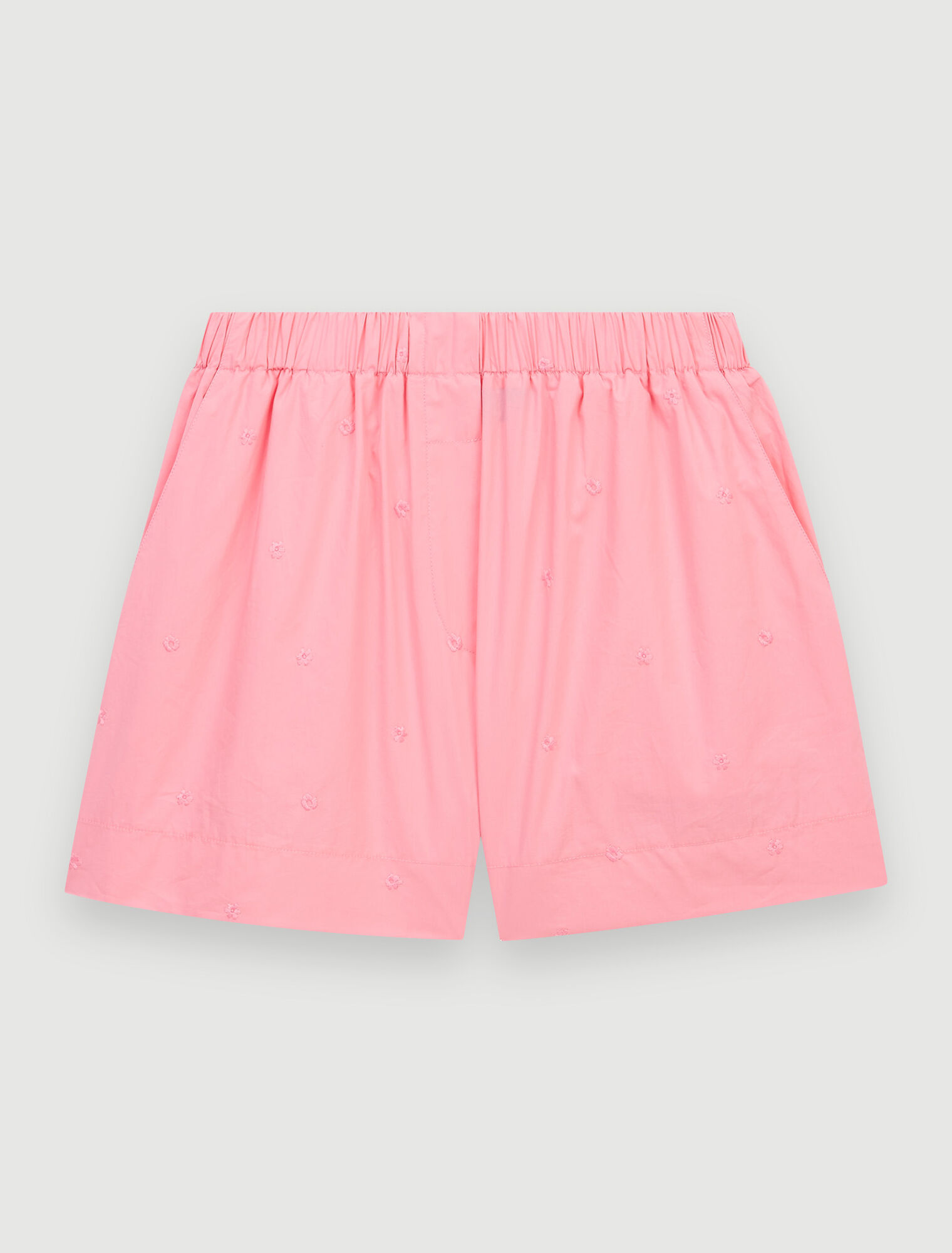 Embroidered poplin shorts