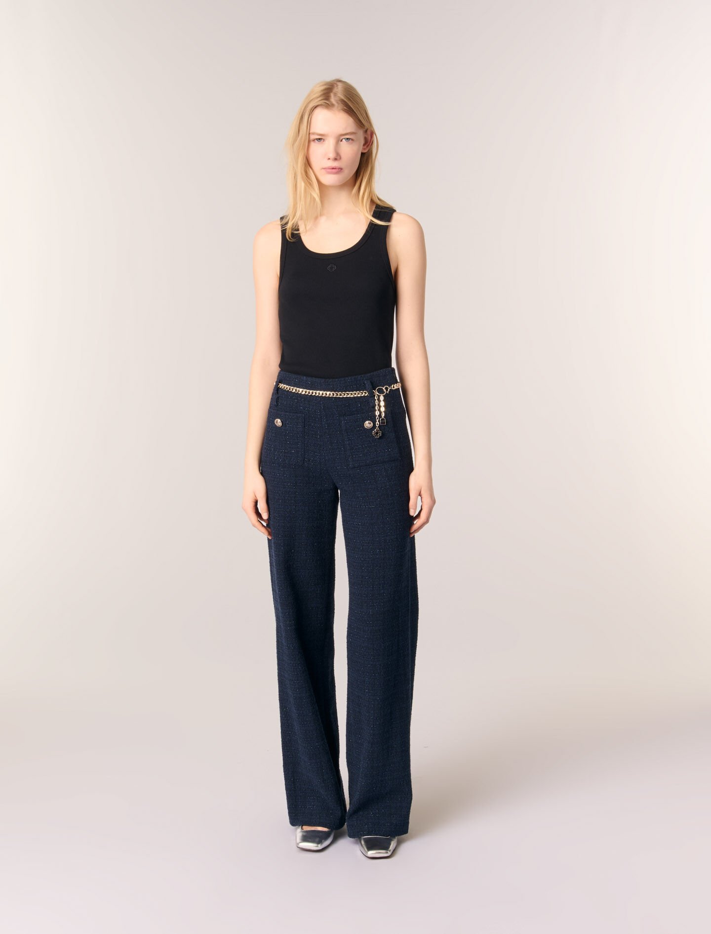 Rib knit tank top Black / Gray For Women | Maje