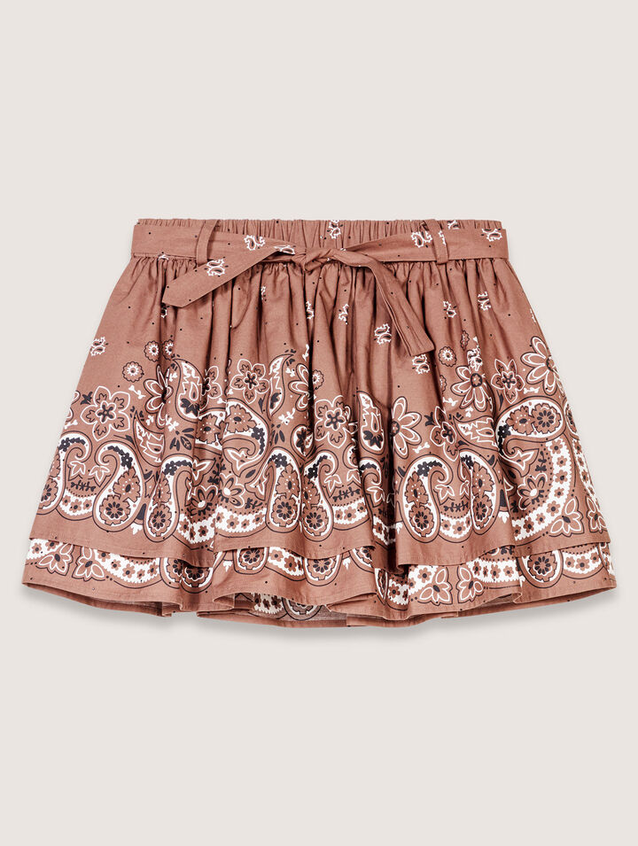 Print mini skirt with rhinestones