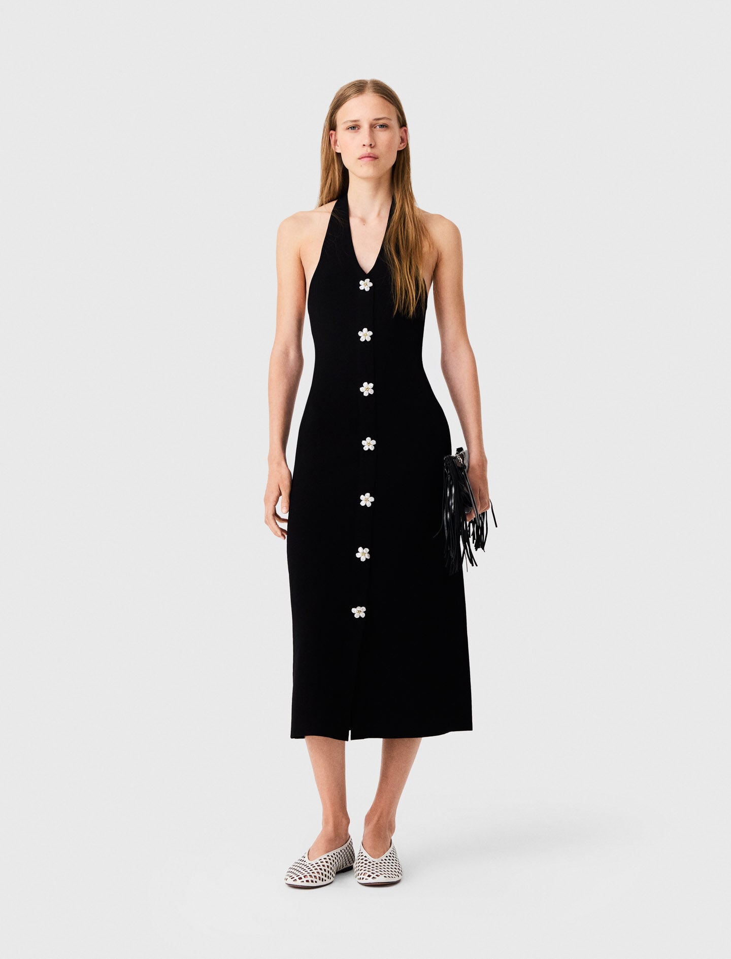 maje midi dress sale Maje Flared Square-Neck Stretch-Cotton Midi Dress