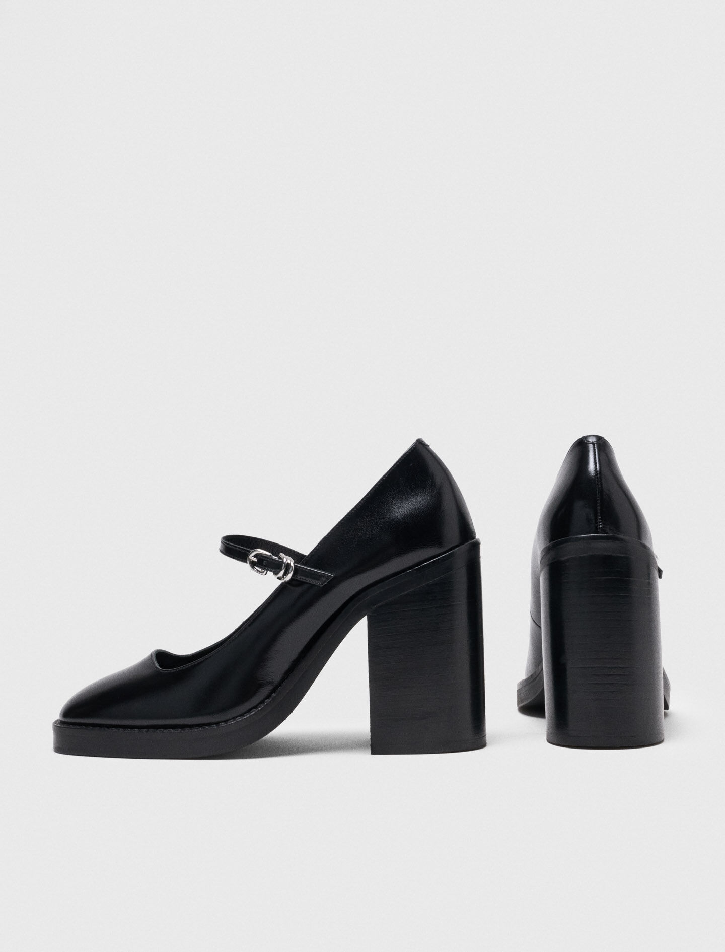 Leather Mary Janes Black / Gray For Women | Maje