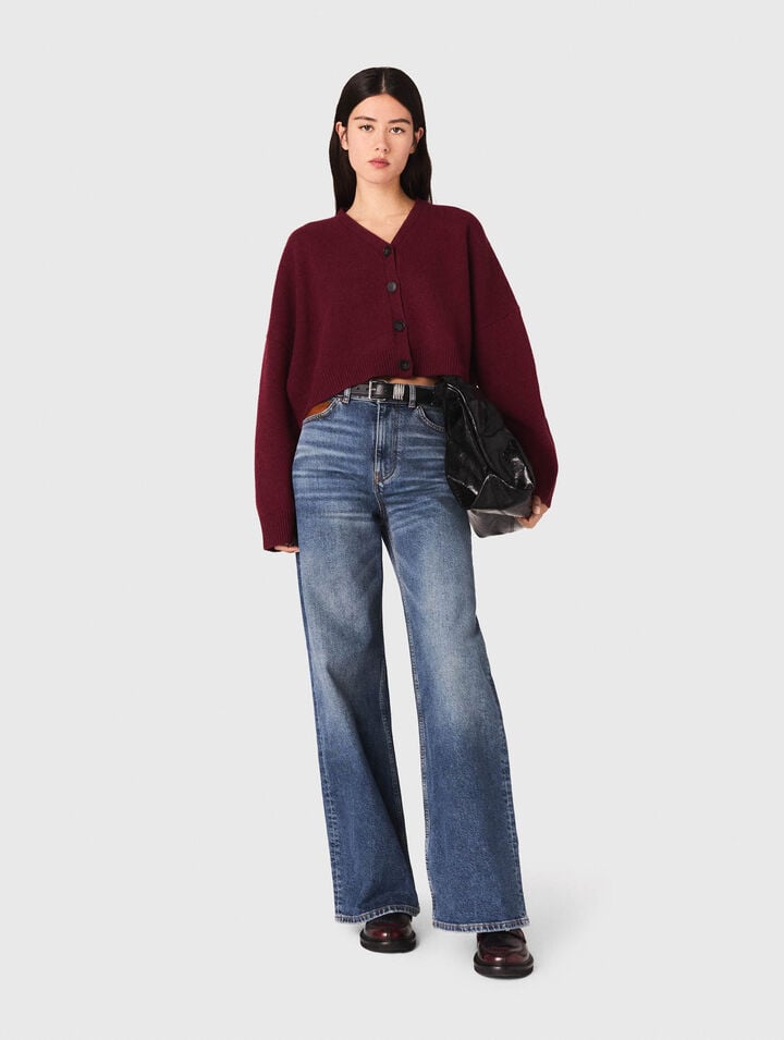 Cropped wool-blend cardigan