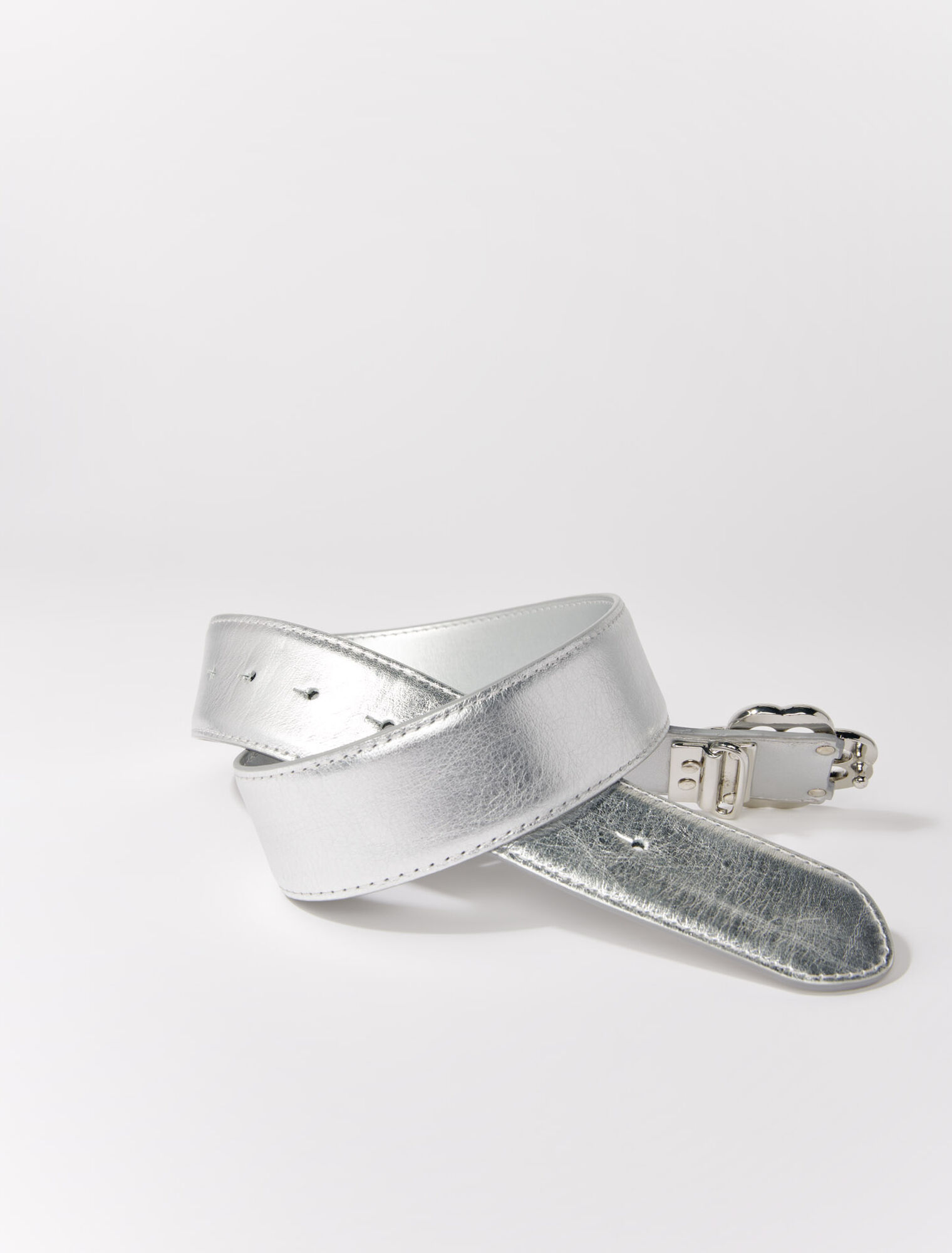 Clover belt in metallic leather