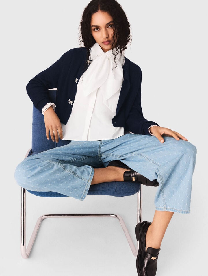 Jewelled bow-button cardigan