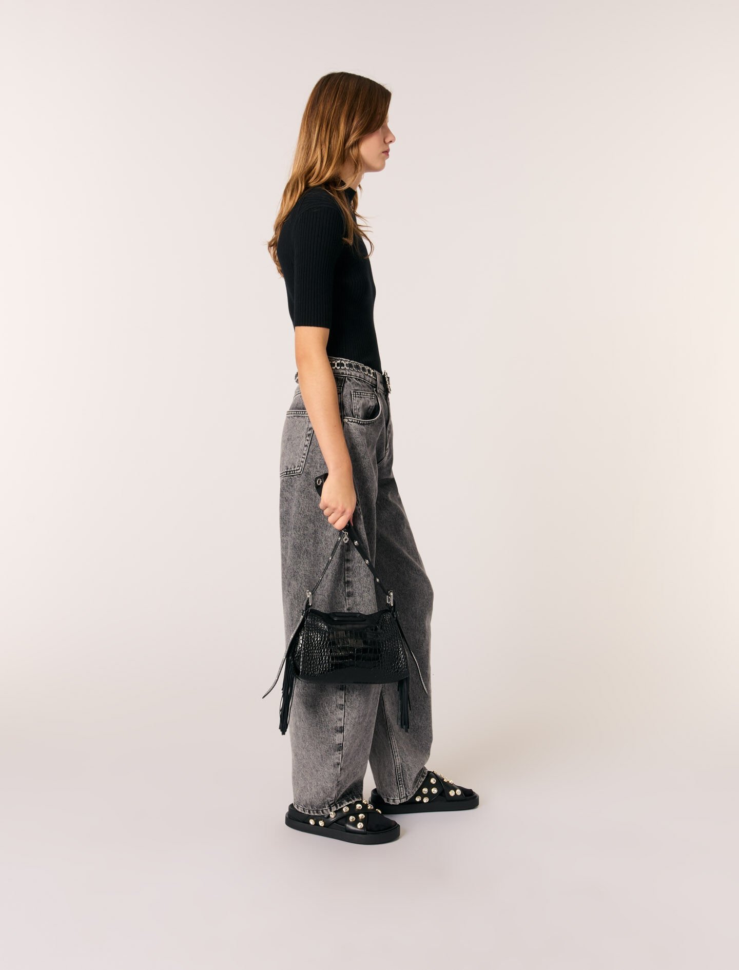 Rib knit top Black / Gray For Women | Maje