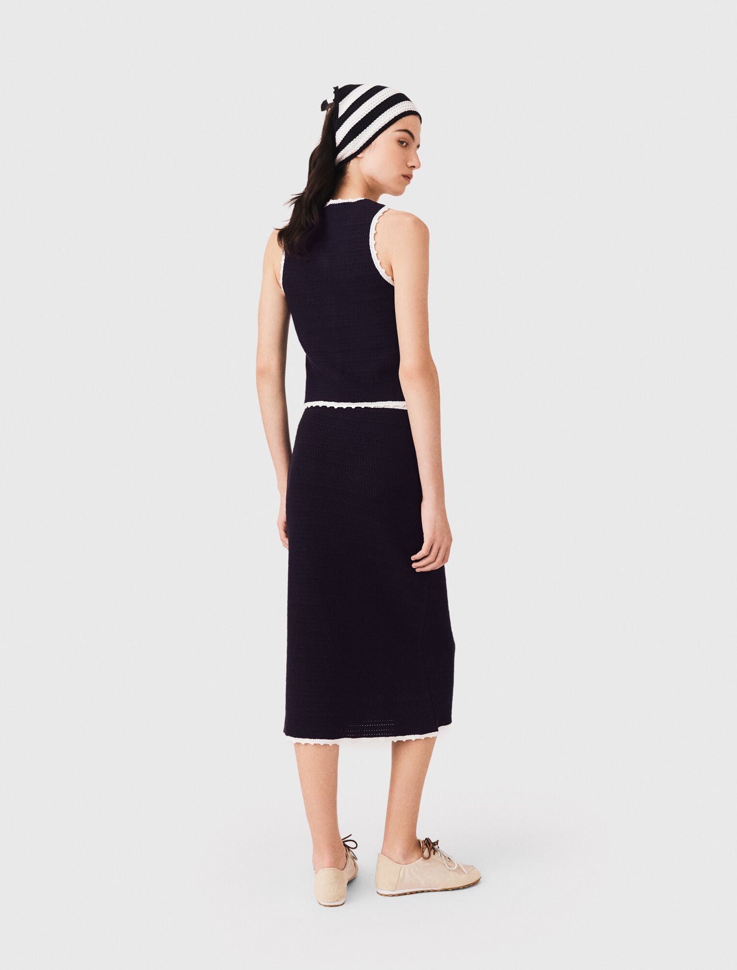 Midi skirt with crochet trim