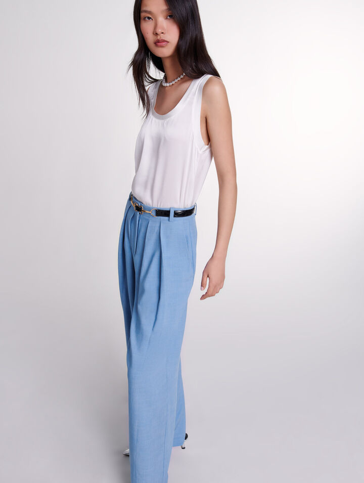 Wide-leg suit trousers with pleats 