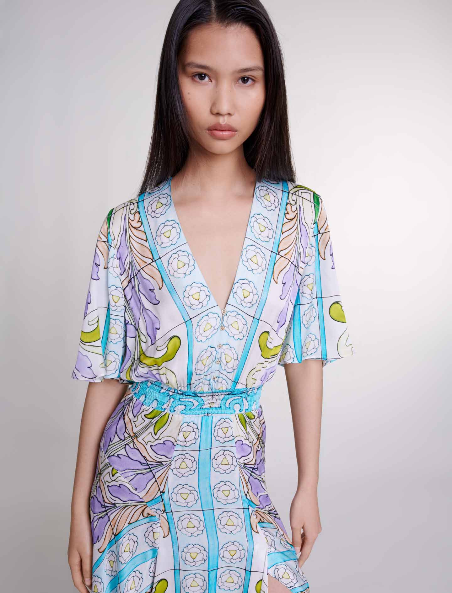 ワンピース  MULTICOLOR SILK DRESS Noli x Noiri Harper Silk Dress Angelite New/Size S/ Noli