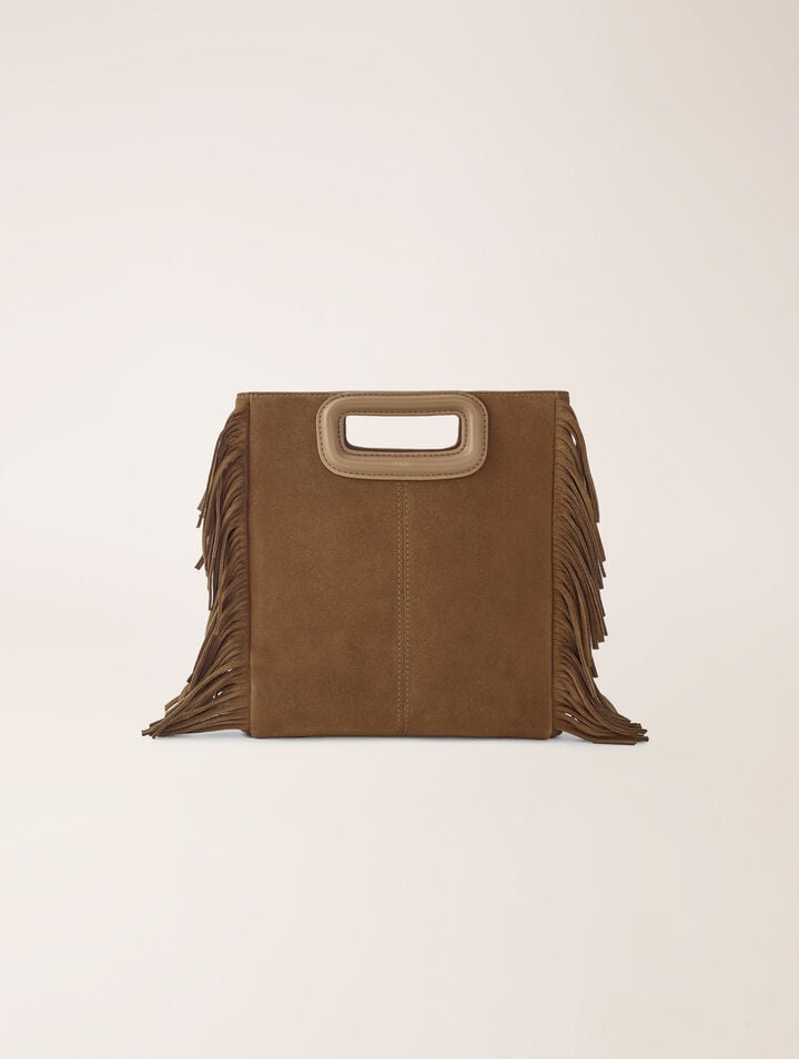 Fringed M bag in suede