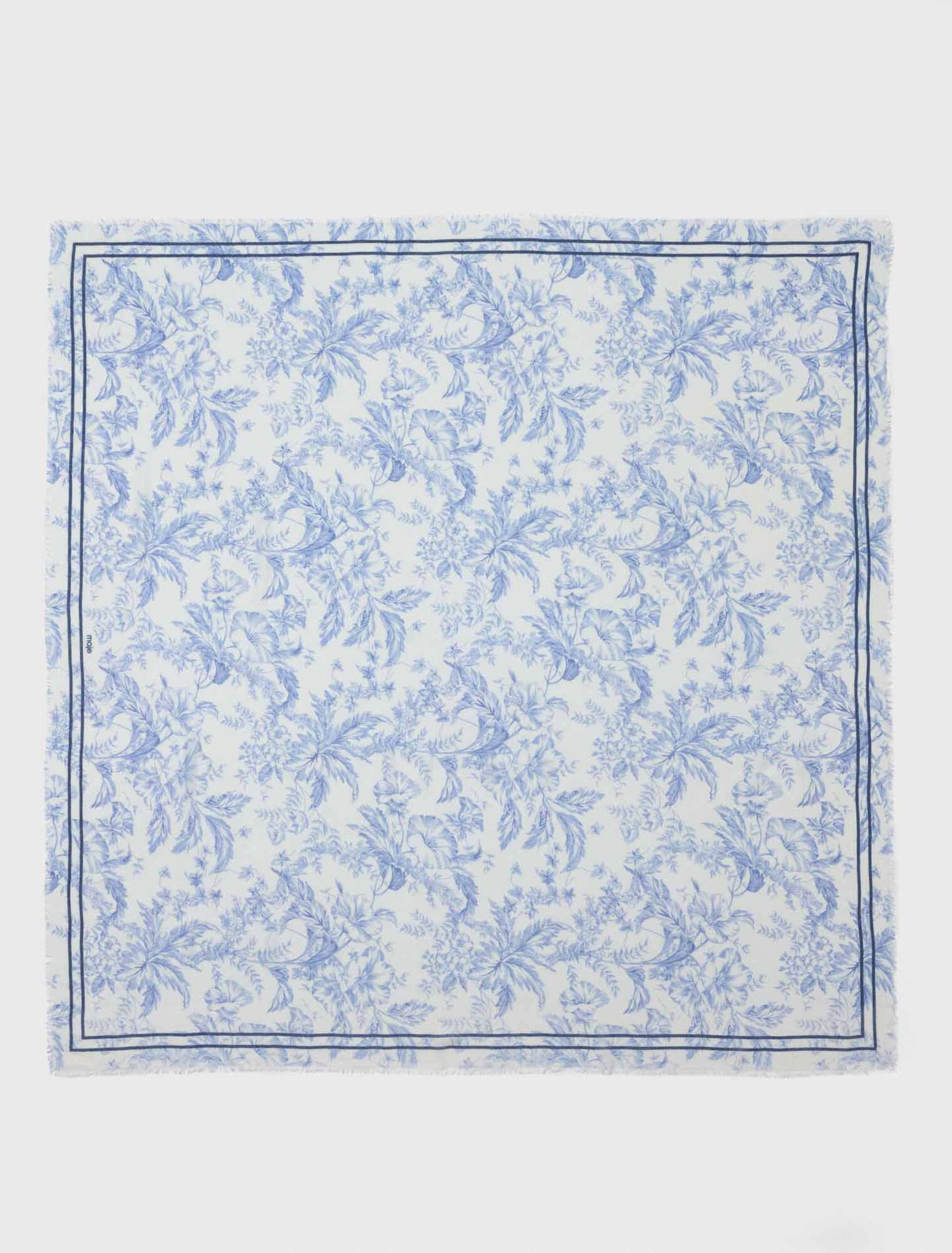 Floral print wool blend shawl