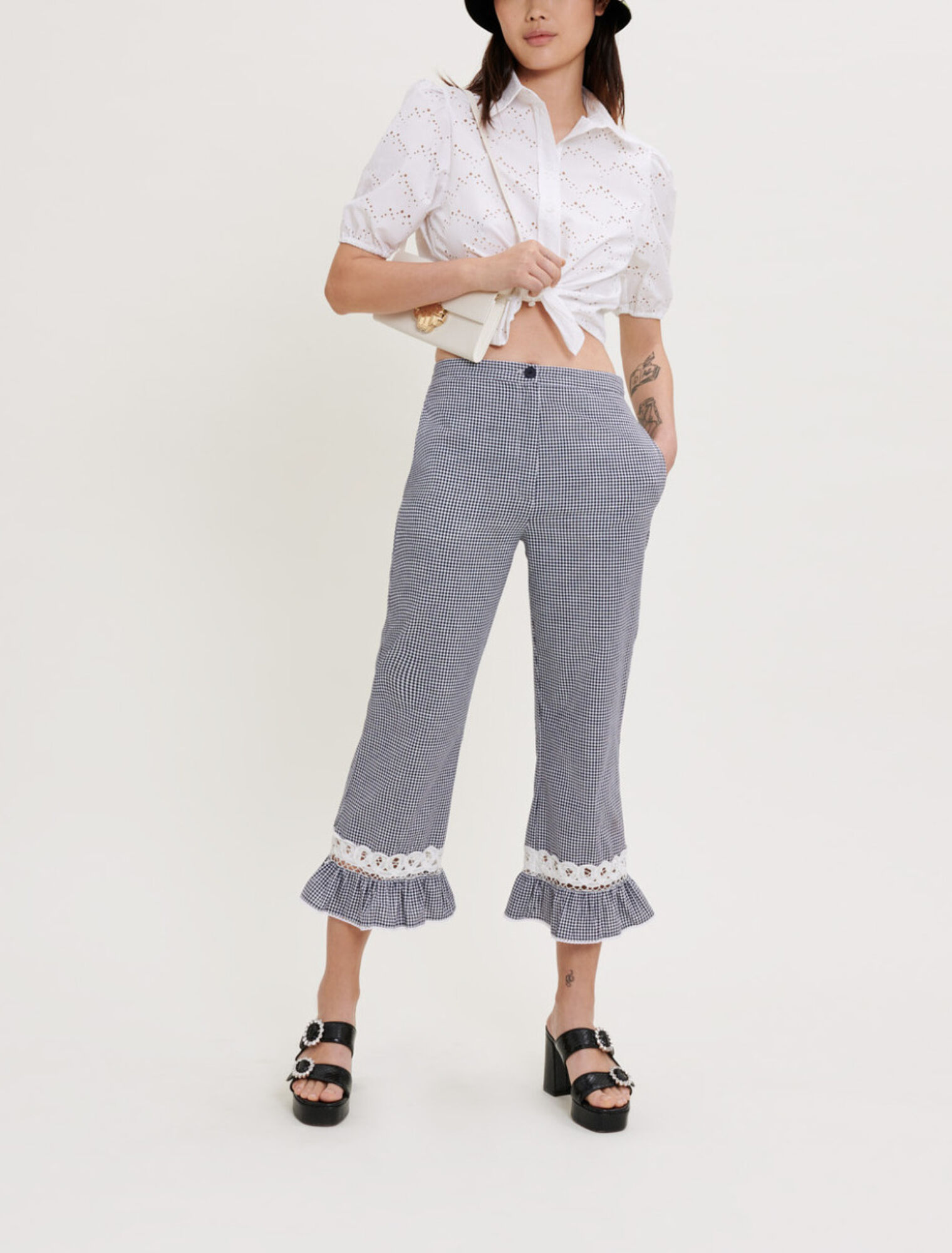 Gingham and lace pants