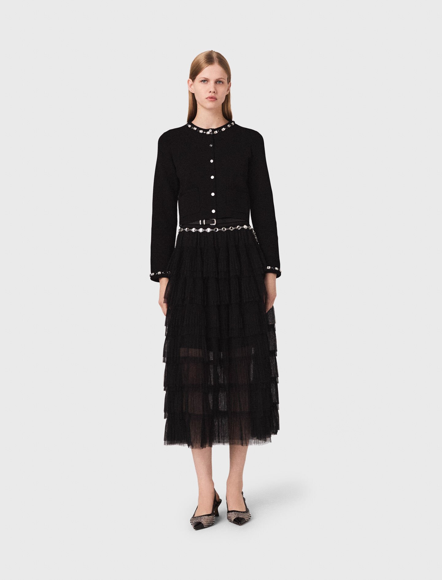 Rhinestone sweater with half-zip Natural For Women | Maje