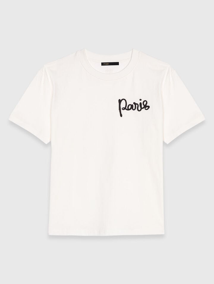 T-shirt with embroidered Paris logo