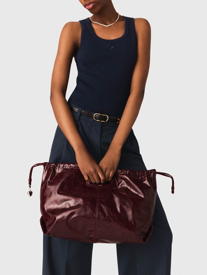 Crackled leather M Tote bag