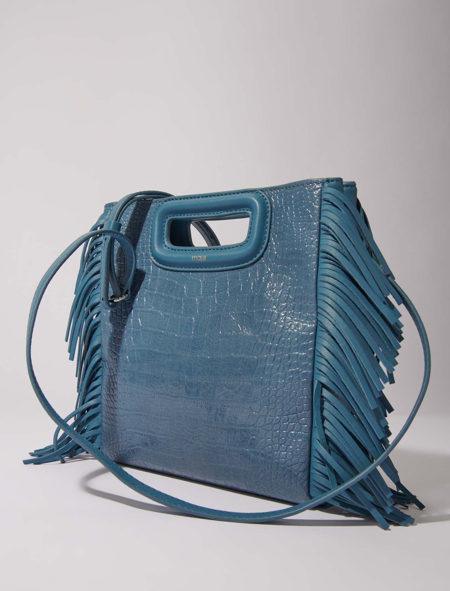 Mock croc M bag Blue For Women | Maje Mock croc M bag Blue For Women | Maje