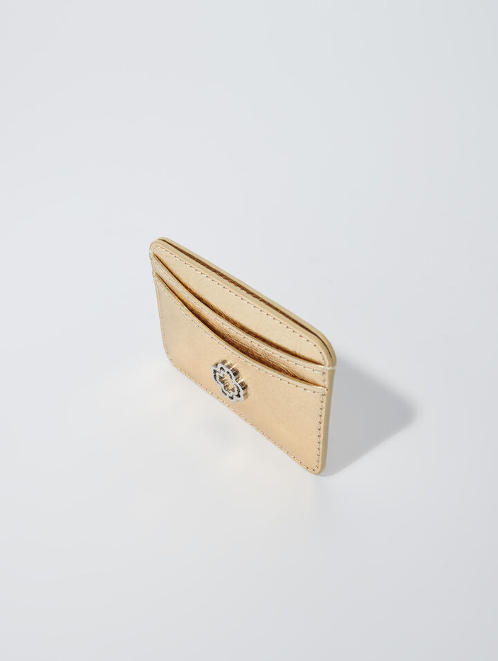 Crackled leather card holder