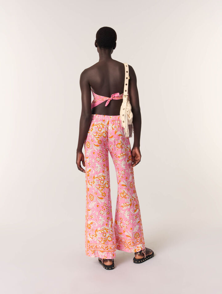Patterned linen trousers