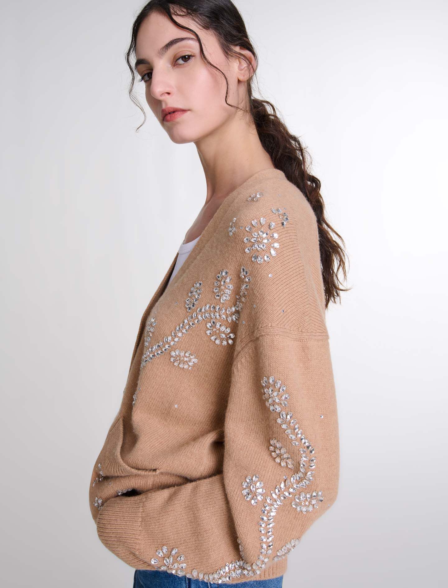 maje カーディガン Knit cardigan with shiny motifs