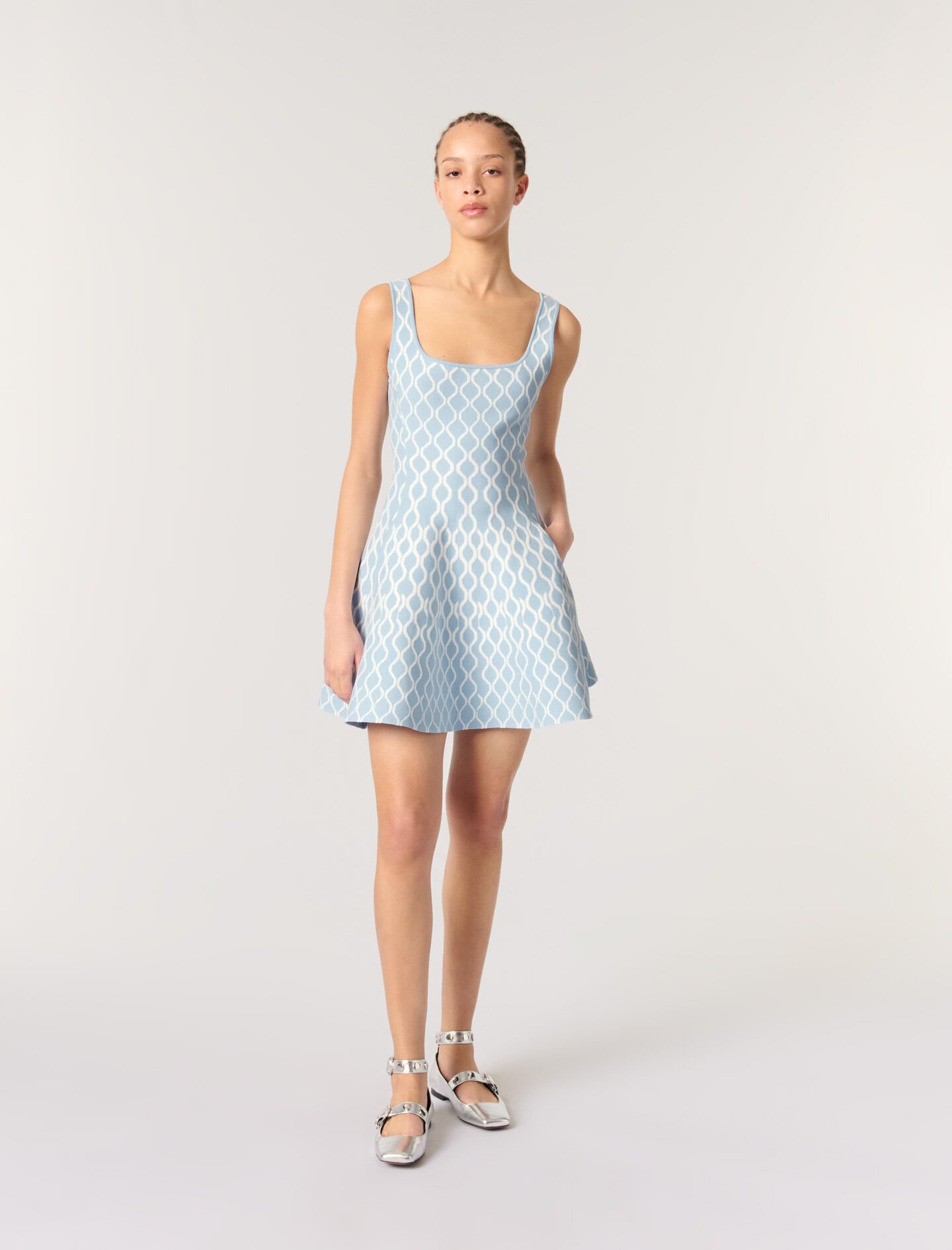 魅力的な Jacquard knit mini dress Bicolor For Women | Maje トップス