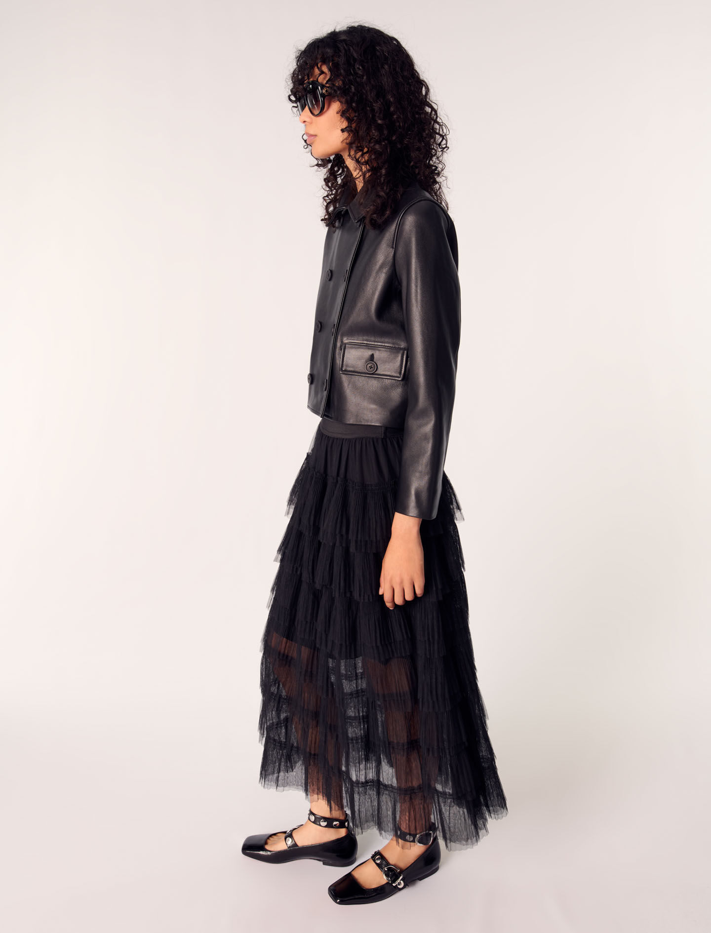 Tulle midi skirt Black / Gray For Women | Maje
