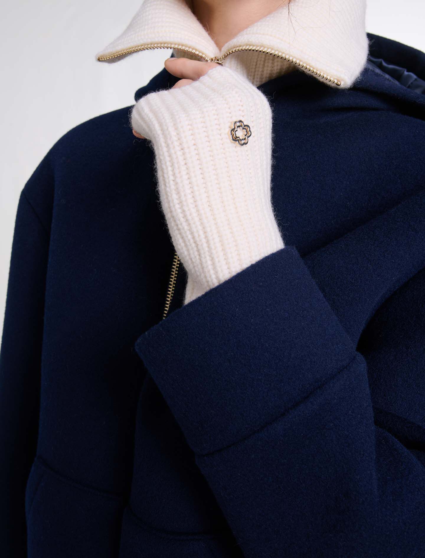 Cashmere/wool zip-up neck warmer White For Women | Maje