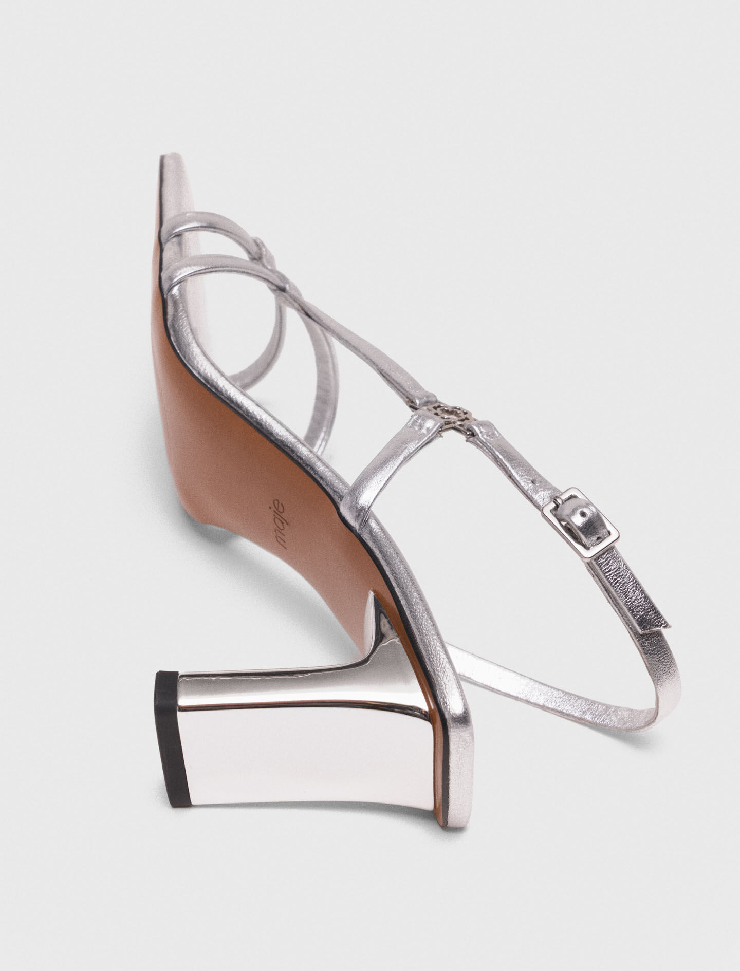 Metallic strappy heeled sandals Black / Gray For Women | Maje