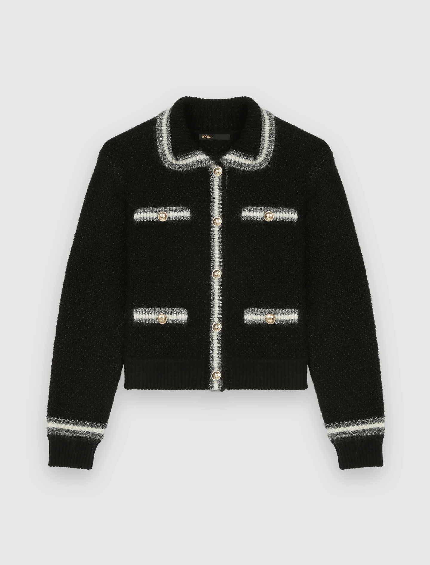 Thick, shiny knit cardigan