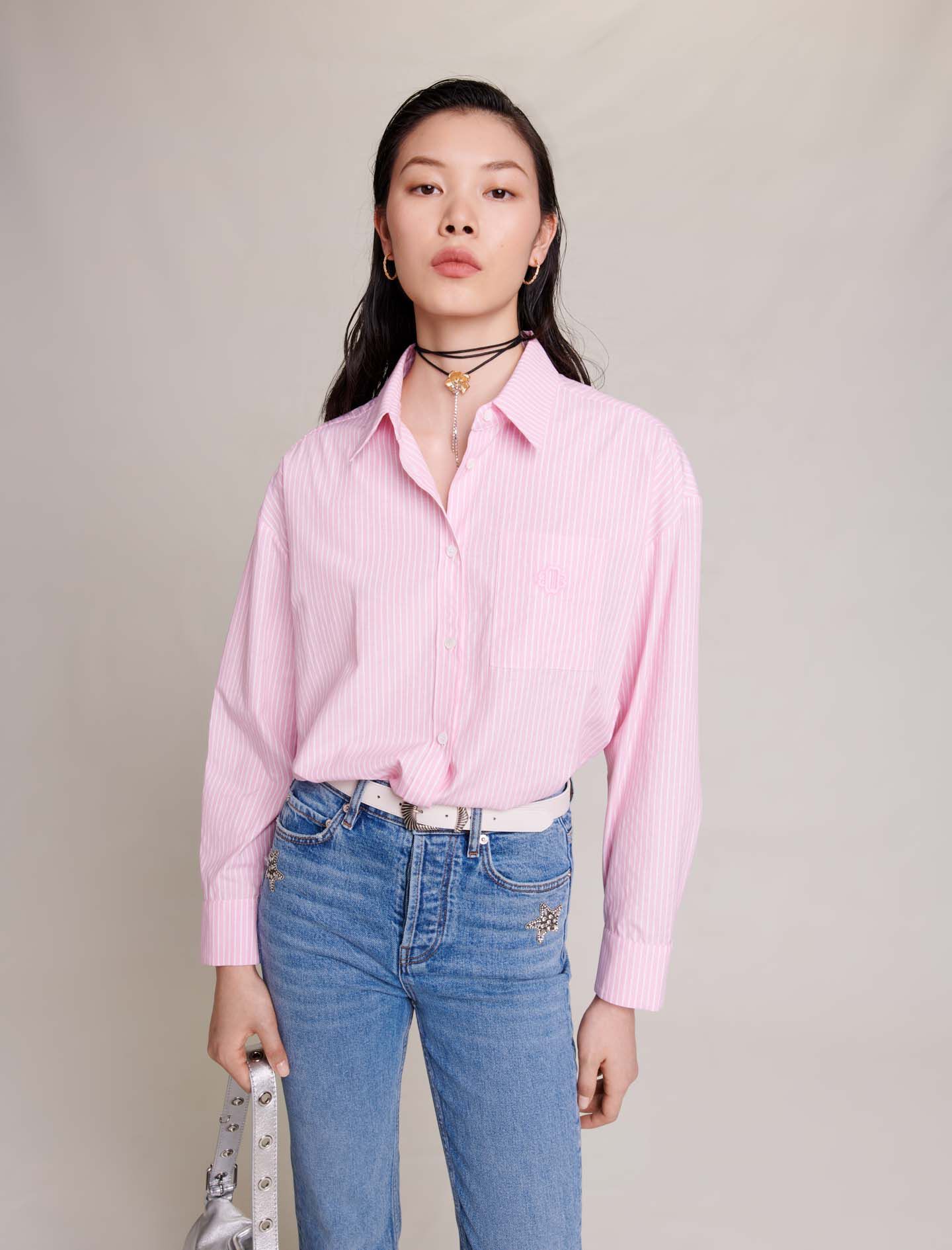 MAJE 売れ筋商品|||マージュ シャツ トップス レディース Shirts Pink Striped shirt Pink For Women | Maje