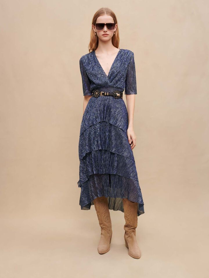 Stretch lurex ruffle dress