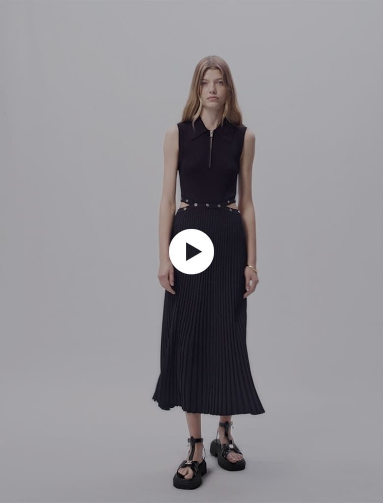 Rib knit maxi dress Black / Gray For Women | Maje Rib knit maxi dress Black / Gray For Women | Maje