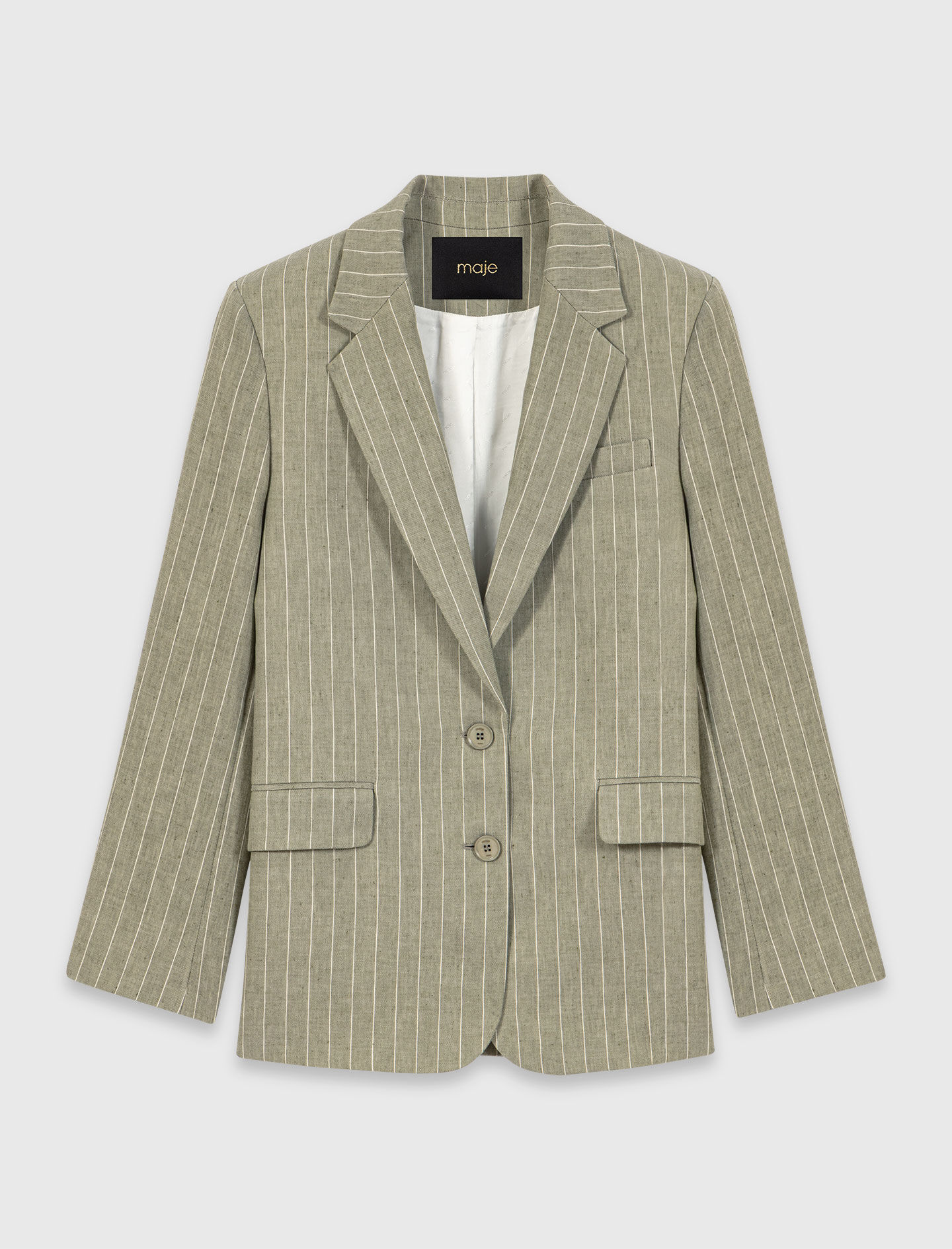Linen blend suit jacket Brown For Women | Maje