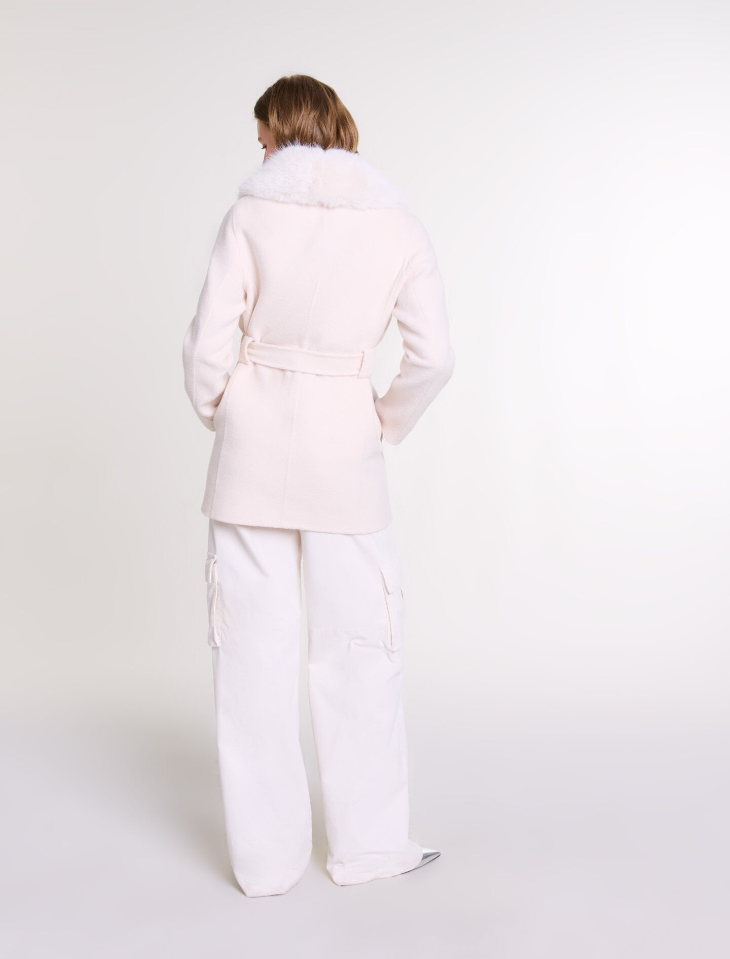 Belted short coat White For Women | Maje