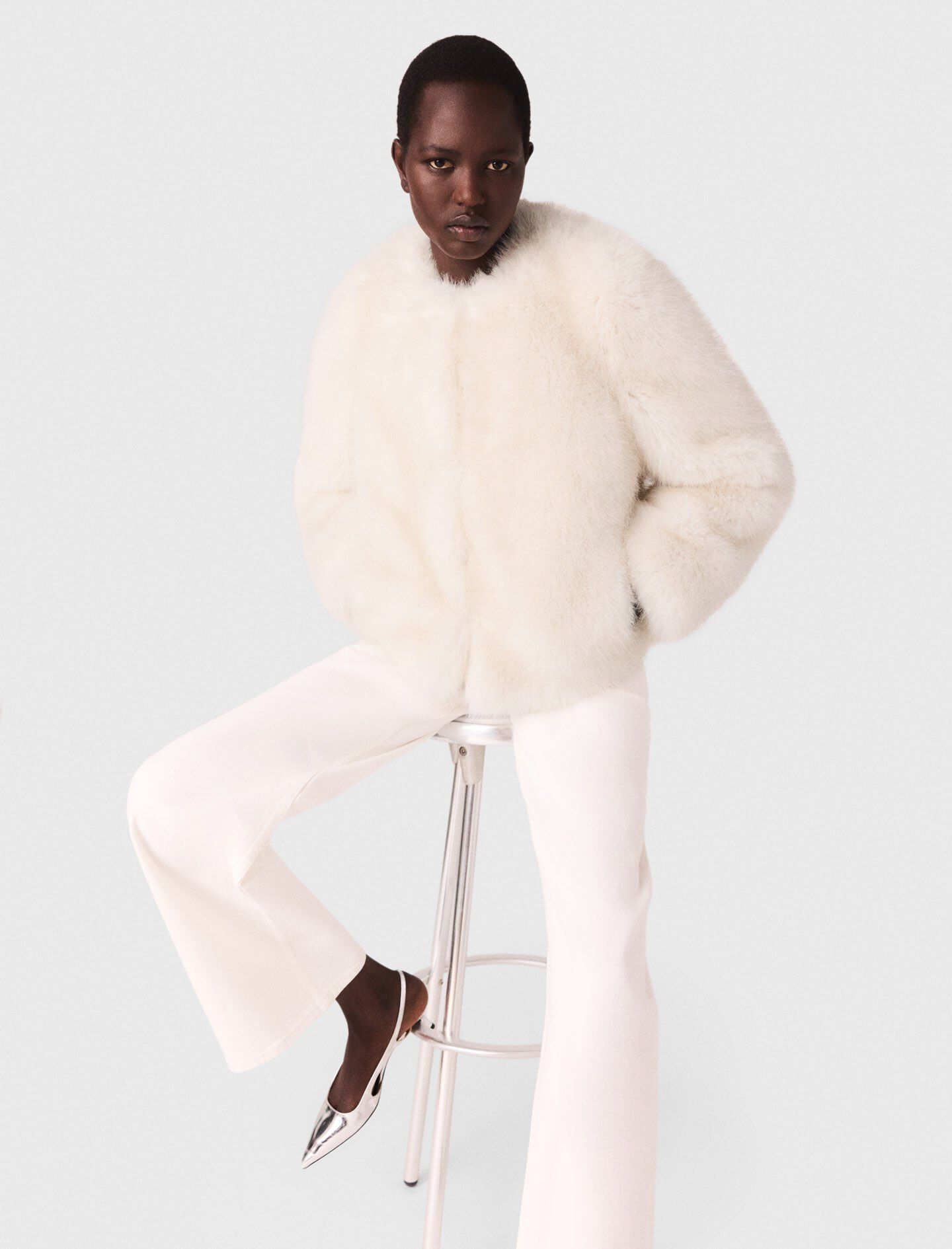 Short faux fur jacket Natural For Women | Maje