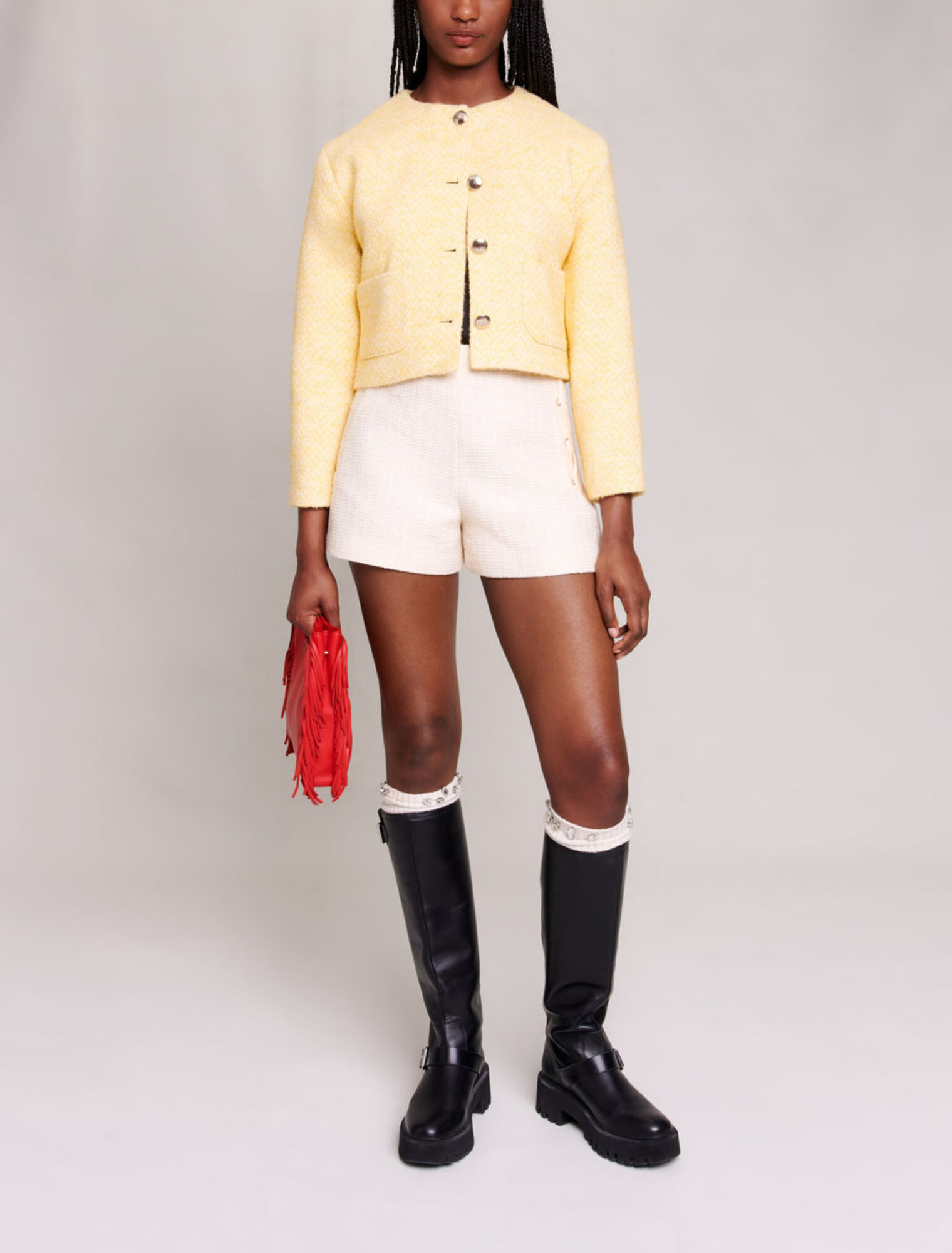 Cropped jacket in tweed